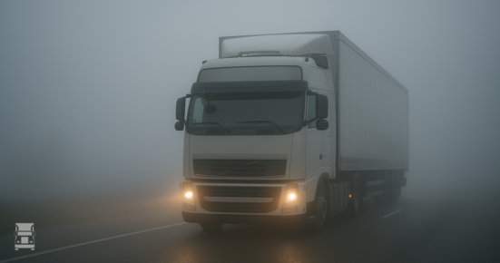 Truck in de mist